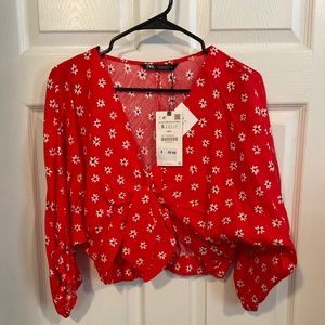 Zara red crop top
